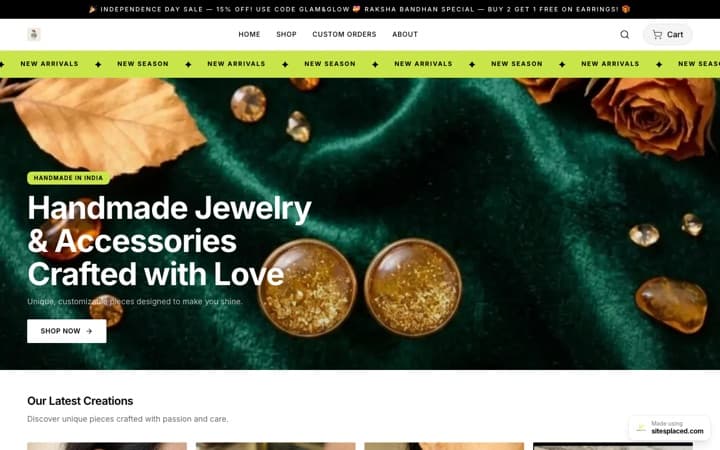 Glam & Glow Accessories — a live store built and published on SitesPlaced